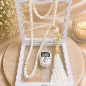 Premium Digital Tasbih Gift Set with Pearl Prayer Beads